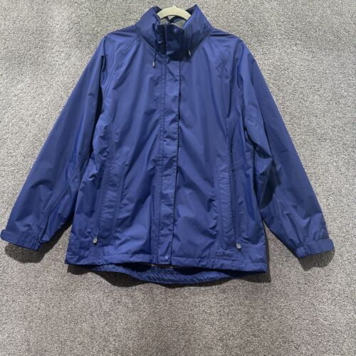 LL Bean H2OFF Gore Tex Stowaway Rain Jacket Women Large Blue Mesh Lined Hooded