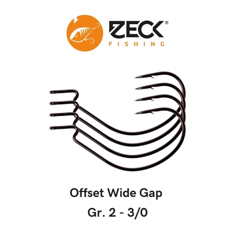 Offset Haken Zeck Wide Gap Gr. 2 - 3/0 Drop Shot Angelhaken Finesse Barschhaken - Bild 1 von 1