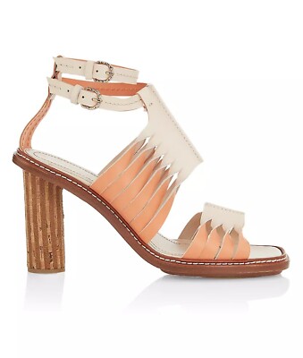 Ulla Johnson SP231018 Madeira Twisted Contrast High Heel Sandal Size 38 NWB