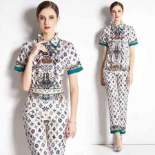 tailleur completo outfit set camicia maglia pantaloni ampli colorato 30037