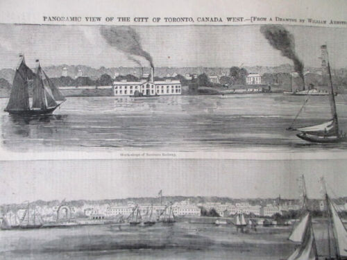Vintage Print,VIEW OF TORONTO CANADA,Harper's 1860