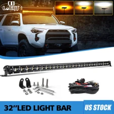 Amber Strobe 32inch LED Light Bar Spot Flood Combo Offroad Truck 4WD 32" +Wire