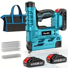 2-in-1 Electric Cordless Staple and Nail Gun Battery Powered Stapler +1000 Nails