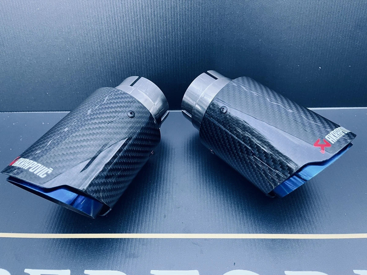 2 BLUE CARBON FIBRE AKRAPOVIC EXHAUST TIPS 3” BMW F30 F31 F32 F33 