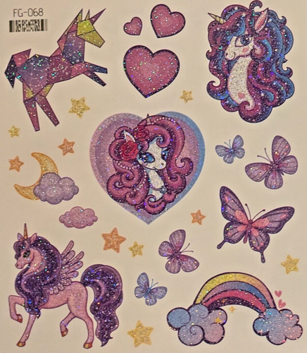 2x GLITTER UNICORN MERMAID TEMPORARY FAKE TATTOO KIDS GIRLS STICKERS - Picture 3 of 11