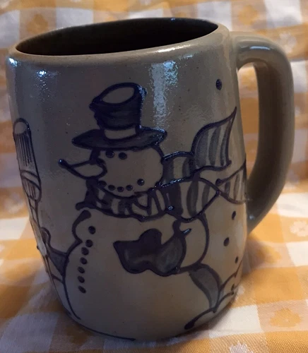 Beaumont Brothers Pottery Snowman Mug BBP Salt Glazed 4.5" 1997