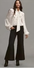 Good American Palazzo Crop High Rise Jeans 26W In Black NWT