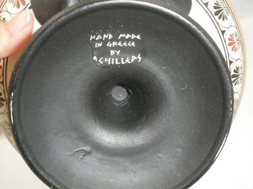 Vintage Hand Painted Made In Greece by Achillies Musicians Bowl Red White Blue - Picture 6 of 8