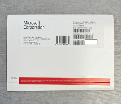 MS Windows Server 2019 Standard OEM/SB Vollversion 16 Core (P73-07790)