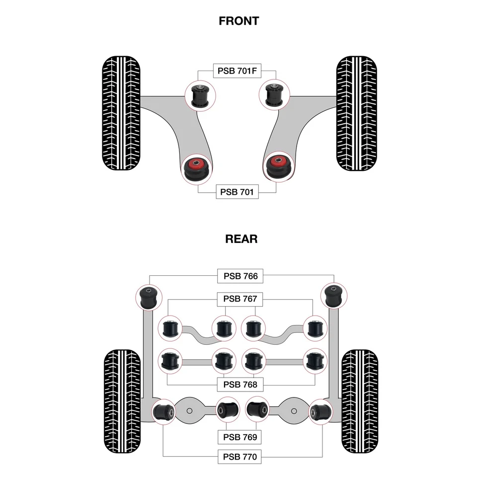 18x Audi A3 (13 – 22) Complete Front & Rear Polyurethane Bushing Kit - Image 2 of 4