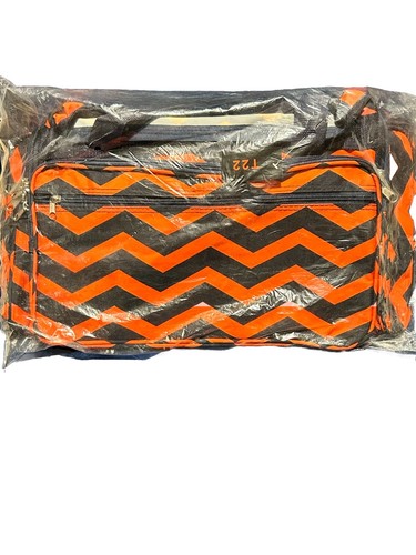 Orange And Navy Blue Chevron 22in Duffle Bag Carryon Bag With Shoulder Strap - Picture 2 of 7
