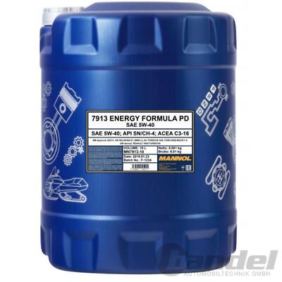 10L MANNOL ENERGY FORMULA PD 5W-40 Mid SAPS MOTORÖL API SN ACEA C2/C3 auch DPF