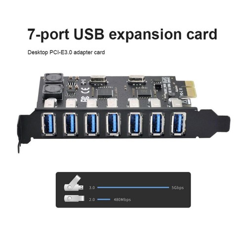 7 Ports PCI-E to USB 3.0 HUB PCI Express Expansion Adapter Support linux/window - 第 9/11 張圖片