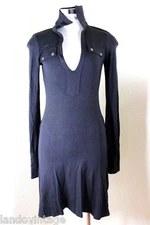 Patrizia PEPE Black Longsleeve Sexy Cotton Shirt Dress 42 5 6 7