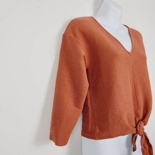 Madewell Texture & Thread Burnt Sienna Ribbed Tie Front Size S - 第 6/9 張圖片