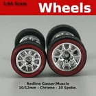 Gasser/Muscle Car - Chrome Redline 10 spoke - 10mm/12mm For Hot Wheels