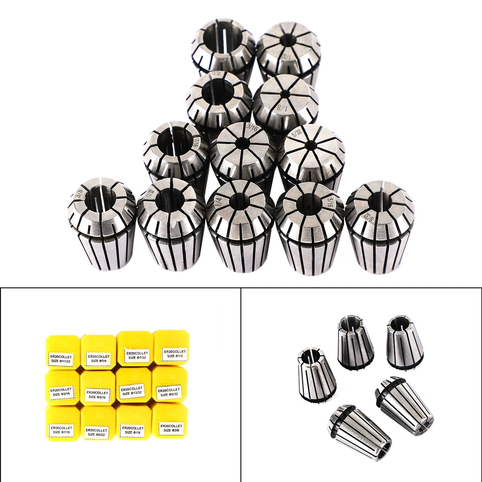 12Pcs ER20 Spring Collet Set For CNC Milling Lathe Tool Engraving Machine Steel - Image 2 of 4