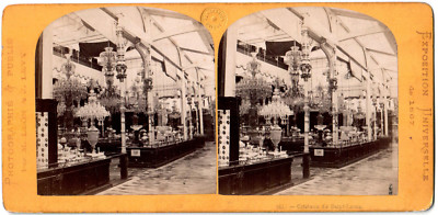 Weltausstellung 1867.Kristalle von Saint-Louis.Stereofoto.Léon & Lévy.