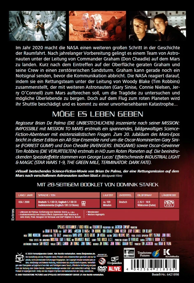 Mission to Mars - Brian De Palma - Gary Sinise, Tim Robbins (Filmjuwelen) [DVD] - Bild 2 von 4