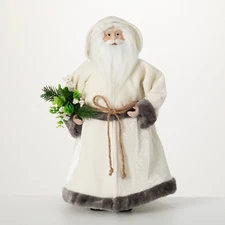 Scandinavian Nordic Santa Claus in White Large Christmas Figurine Decor 18.5”