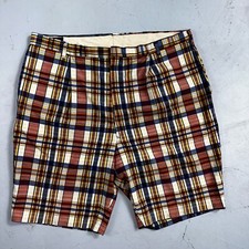 Sears Vintage 70s The Men  s Store Perma-Prest Striped Shorts Plaid Talon Zipper