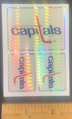 (6)x Washington Capitals Vintage NHL Hockey Team Logo Hologram Card Stickers - Picture 2 of 2