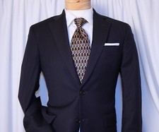 JOHN VARVATOS Black Blue Striped 2 Buttons Men Suit Size 38S, Pants 32"W x 28"L