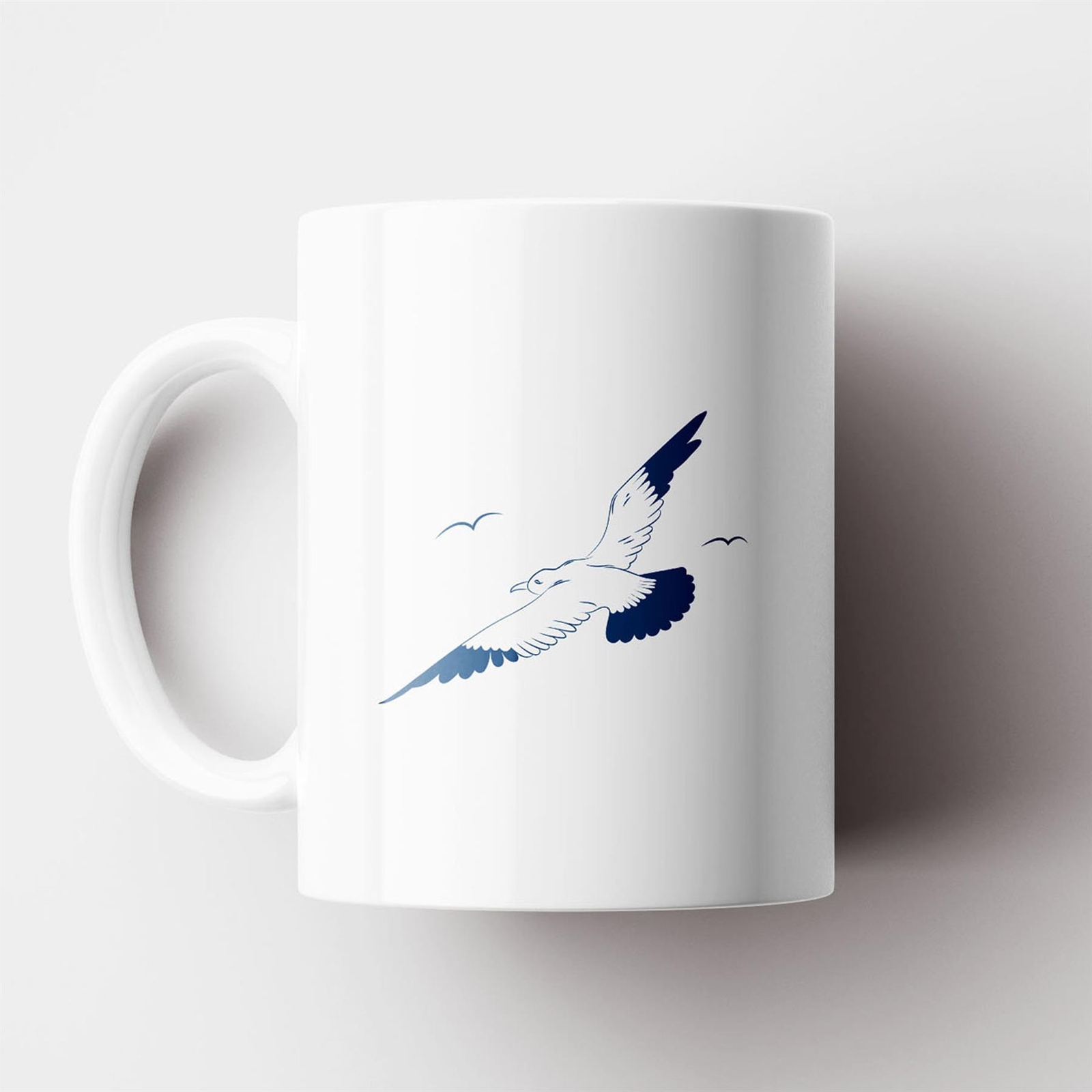 Seagull Coastal Blue Nautical Ceramic Mug Beach Themed Gift