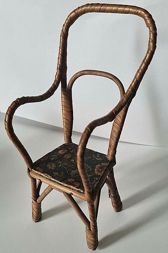 Salottino vimini vintage per Casa Bambole (Fatto a mano - primi '900 - 4 pezzi) - Foto 4 di 5