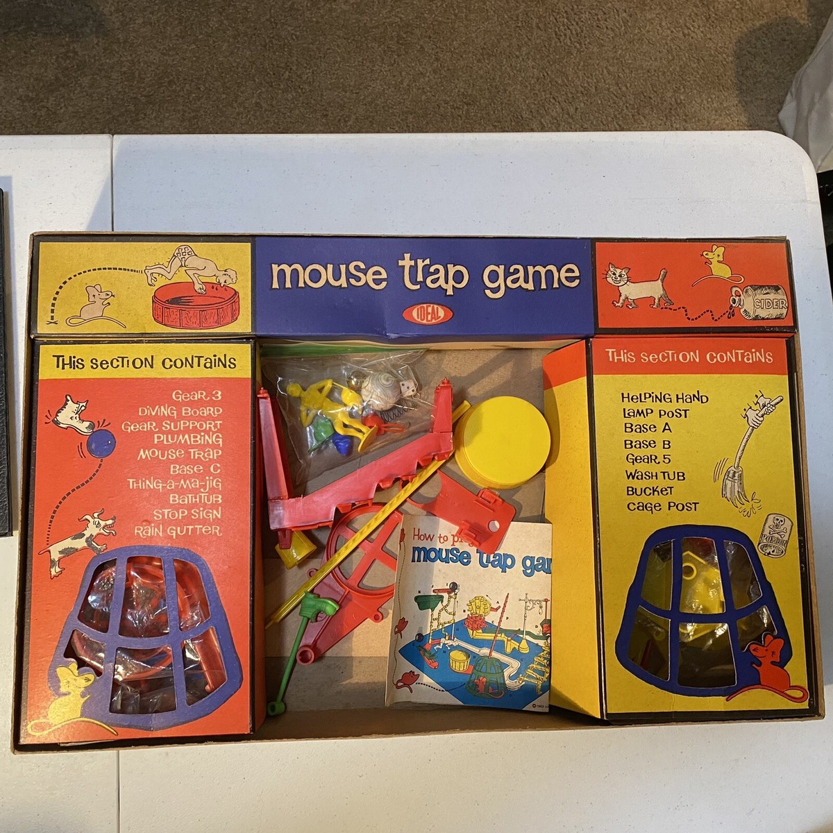 Mouse Trap Game 3D Board Complete Cooperative Build Vtg 1963 Ideal 