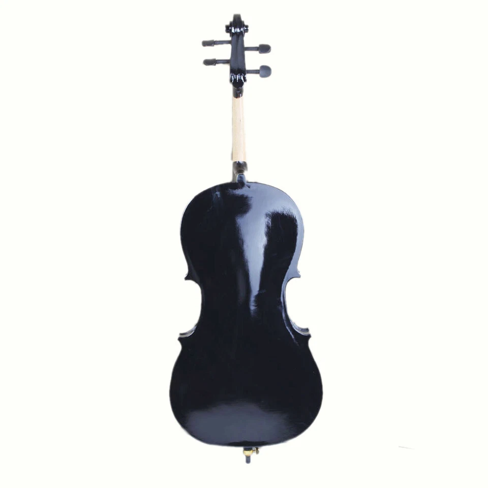 4/4 Full Size Wood Acoustic Cello Bag Bow Rosin Bridge for Adult Beginner Black - Image 2 of 4