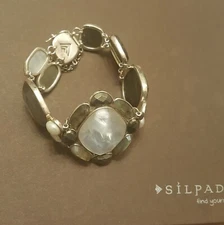 Silpada  Sterling Jasmine Pyrite Mother of Pearl  Mooostone B2967 Bracelet  