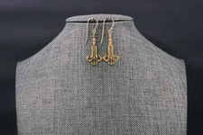 Filigree Brass Gold Art Deco Dangle Earrings - Design B