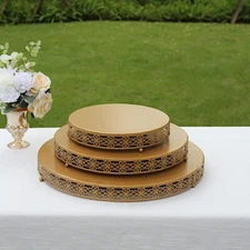 16 in Gold Metal Fleur De Lis Round CAKE STAND Dessert Display Pedestal Party