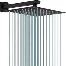 Rain Shower Head Black with Extension Arm 12 Inch Square Shower Head with 16 Inc