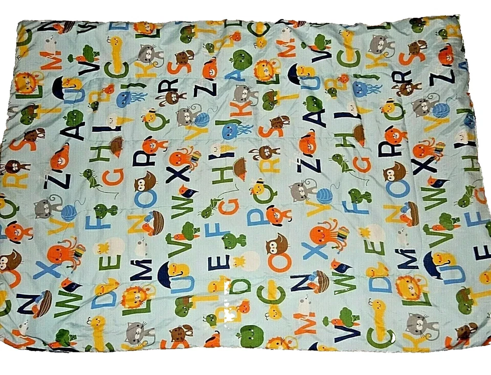 5J!WOW! Edredón manta cuna 42x58 vintage CIRCO alfabeto animales niño cama Foto 2 de 4