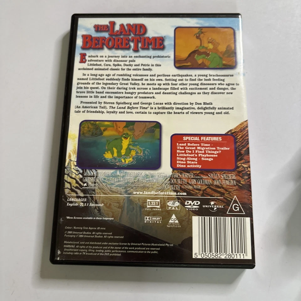 The Land before Time - The Movie : Vol 1 (DVD, 1988) Region 4,2 NEW - Image 2 of 2