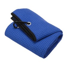 20"x16" Tri-fold Golf Towel Microfiber Waffle Pattern Towels Clip Dark Blue
