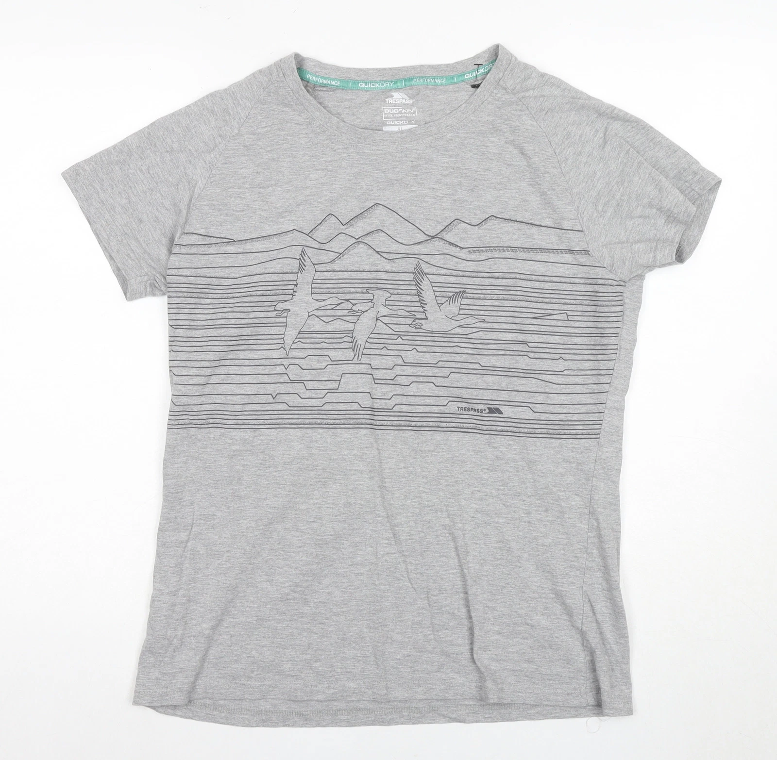 Trespass Unisex Grey Graphic Print T-Shirt XL Quick Dry