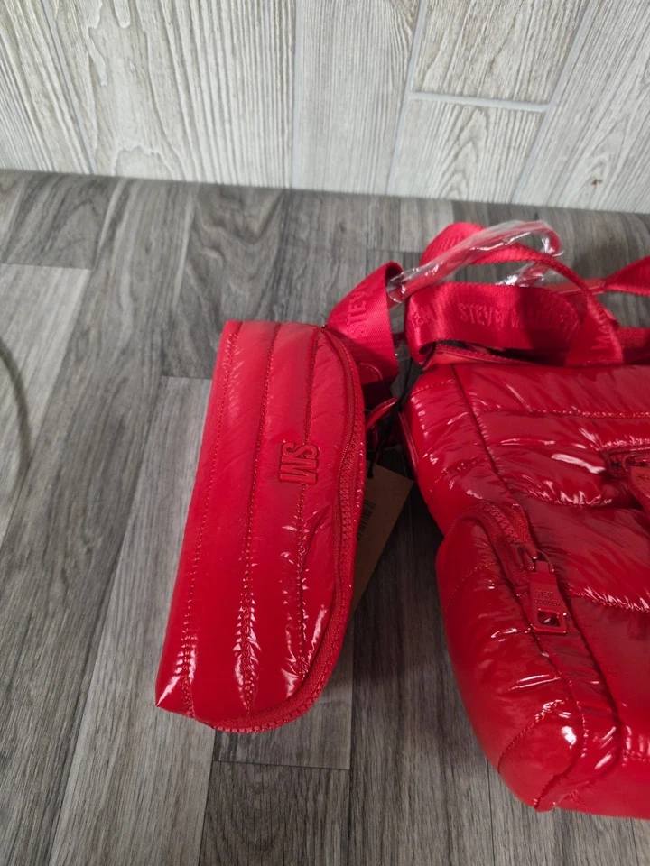 NUEVO Steve Madden Puffer Bandolera Bolso de Mano Rojo Satinado BFLORY 2 Piezas DT623935 Foto 2 de 4