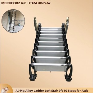 Aluminum-magnesium Alloy Ladder for Attic Folding Loft Ladder 10 Steps