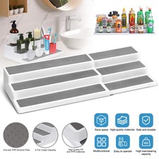 Step Organizer Shelf 3 Tier Expandable Design for Cosmetics, Spices, or Bathroom
