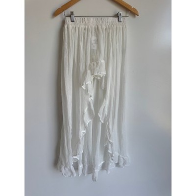 Gypsy Junkies Phoebe Ruffle Skirt White Sheer High Low Cotton SS-64 ML NWT