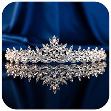 Silver Crystal Princess Queen Tiara - Bride Rhinestone Crowns Headband for Wo...