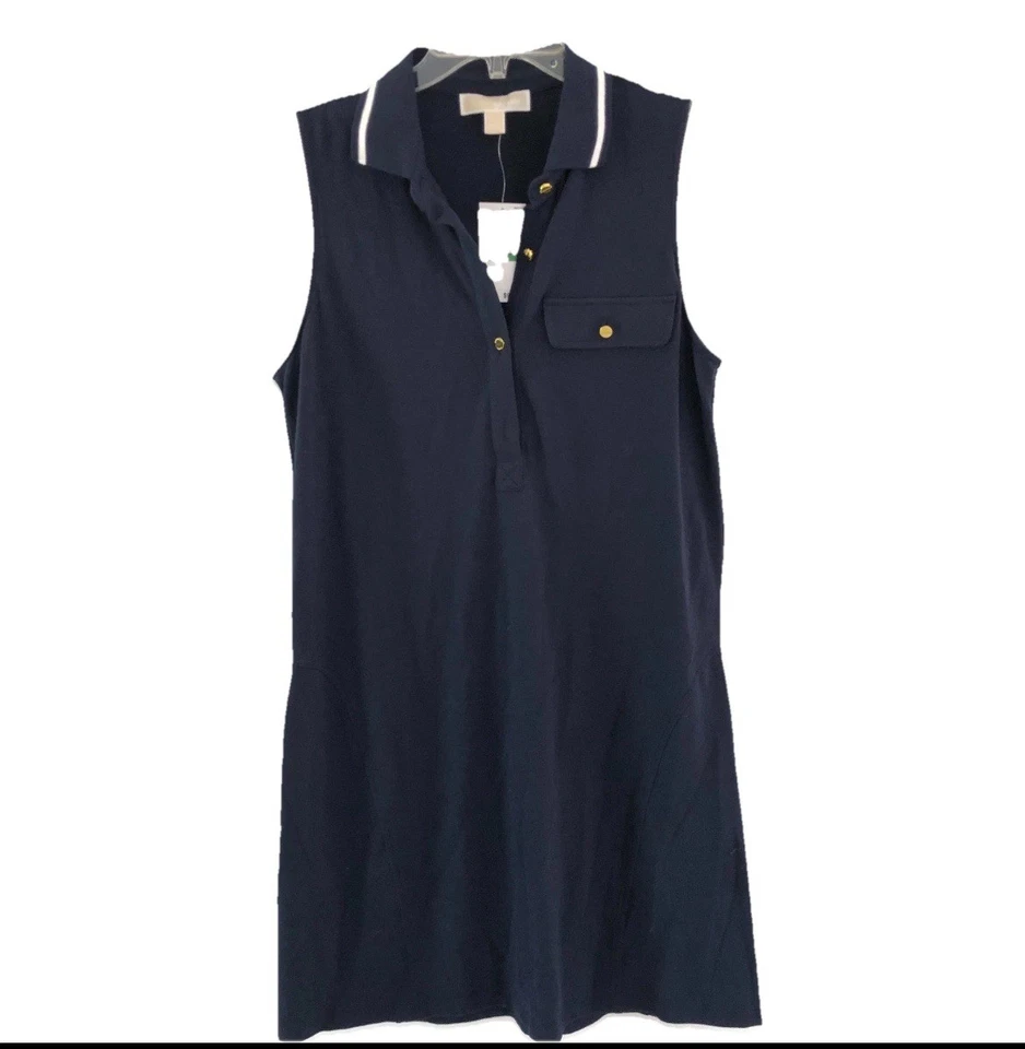 NUEVO Vestido Polo Michael Kors MK Para Mujer Azul Marino Talla L Grande Sin Mangas Foto 4 de 4