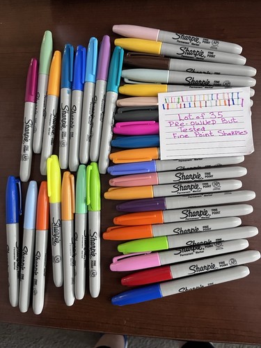 Sharpie Lot of 35 Permanent Marker Fine Point Mixed Colors Tested