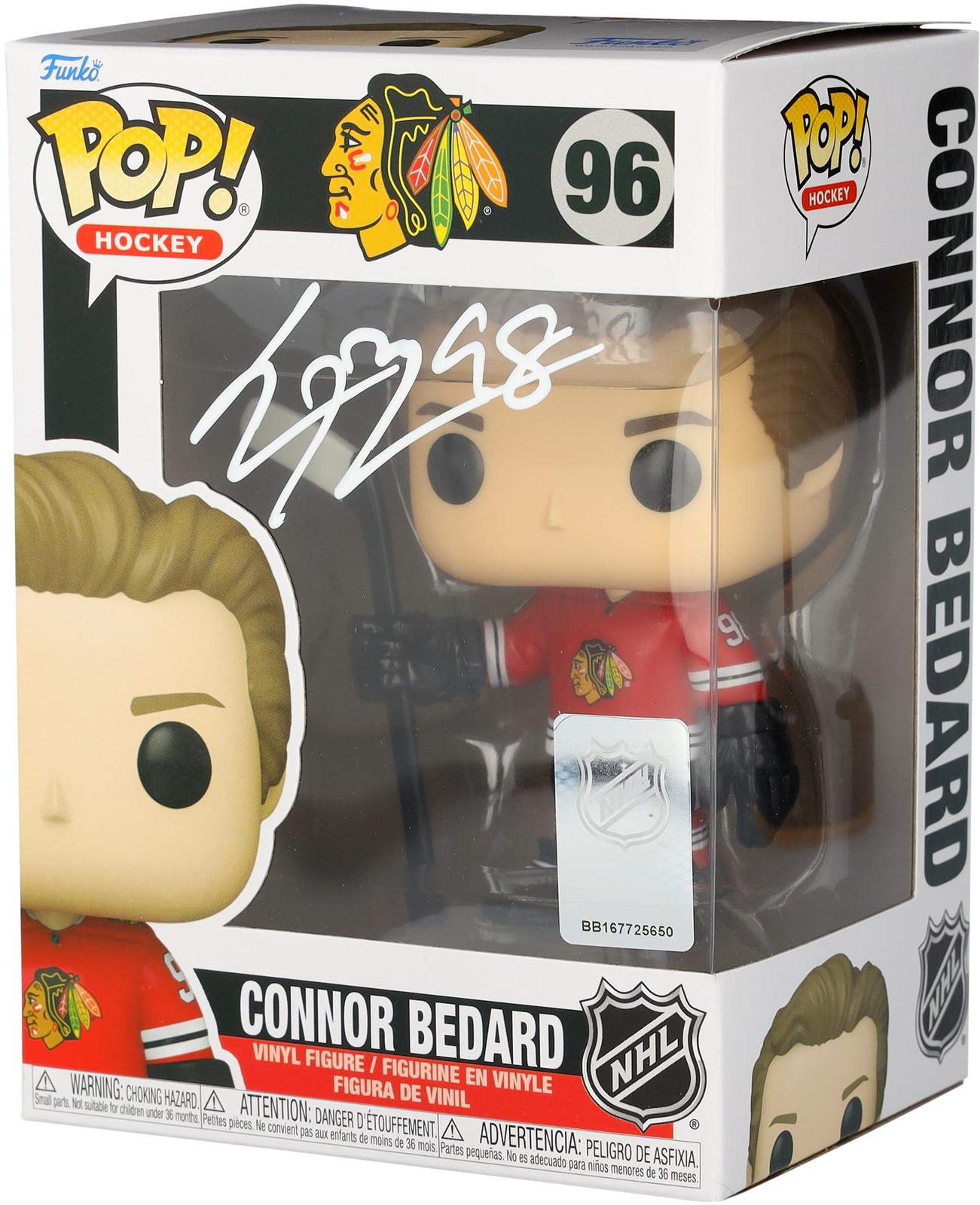 Connor Bedard Autographed Signed Chicago Blackhawks Red Jersey Funko Pop! Vinyl Figure 