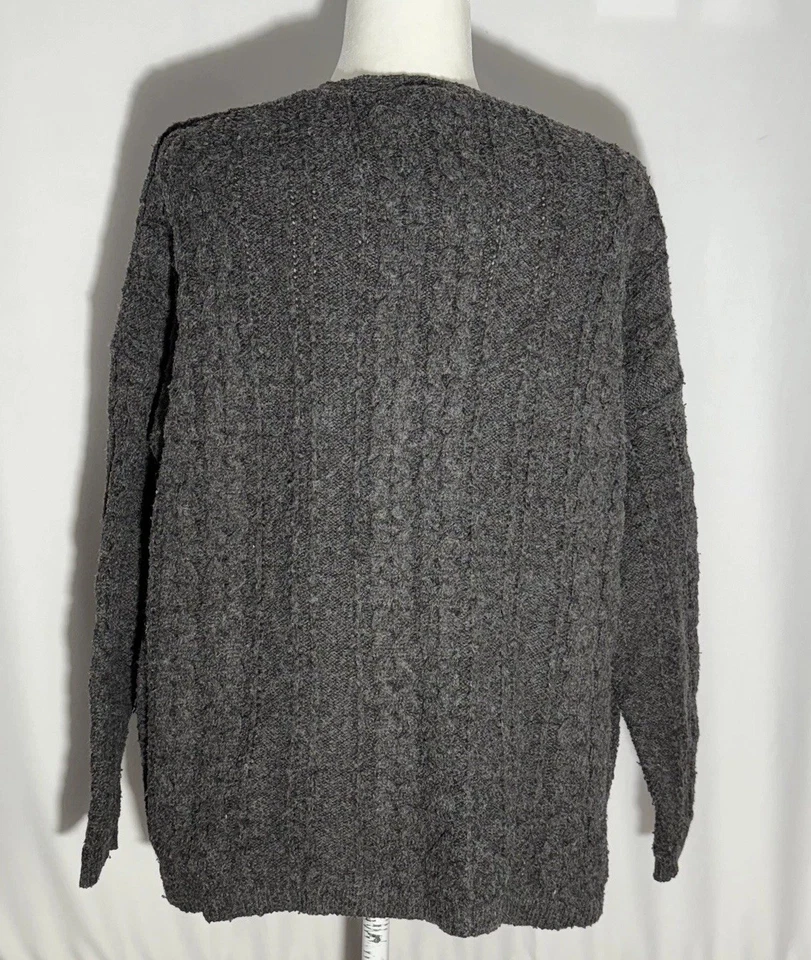 Cárdigan Natural Life So Soft Grandpa Gris Gran Tamaño Tejido con Cable Botones de Madera Pequeño Foto 2 de 4