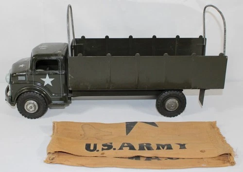 Vintage Marx Lumar US Army Carrier Transport Truck Pressed Steel Military