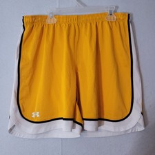 Under Armour Shorts Youth Yellow Mesh Heat Gear Shorts Size Medium